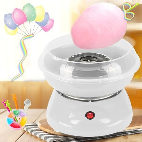Zuckerwattemaschine für Kinder, Mini, 1 Messlöffel, 10 Essstäbchen, Geburtstagsgeschenk, Weihnachtsfeier (weiß)