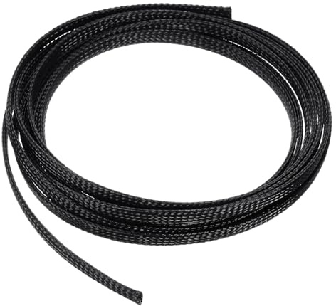sourcing map 3 m – 0,6 cm erweiterbare geflochtene Kabelhülse, PET-Kabel-Management, Kabelschutz, Drahtwickel-Webstuhlschlauch für TV, Computer, Audio, Büro, Heimgeräte, Schwarz