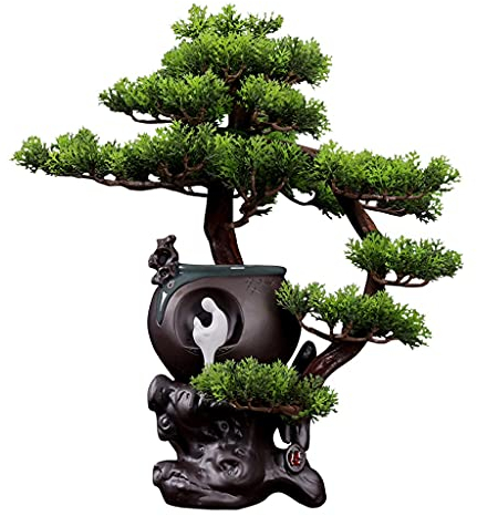 NZPOST Künstlicher Bonsai-Baum aus Kiefer, künstlicher Baum, Bonsai, künstliche Pflanze, Topfpflanze, chinesischer Zen-Kunstbaum, Wohnzimmer, Büro, Schreibtisch-Dekoration, kün