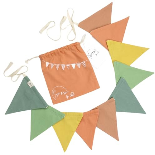 Lot de 10 fanions triangulaires en tissu pour décoration de chambre d'enfant - 100 % coton bio certifié GOTS - Parfait pour cadeau, fête prénatale, anniversaire et décoration de salle de jeux pour
