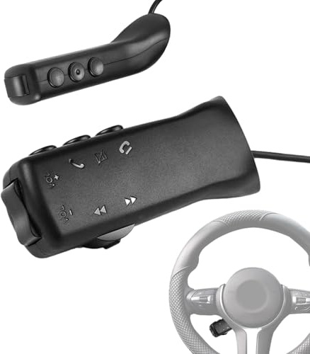 Mando a distancia para volante: interruptores de control inalámbricos, control remoto de radio de coche | Control de 7 teclas, control lateral inteligente, diseño basculante, adaptador de