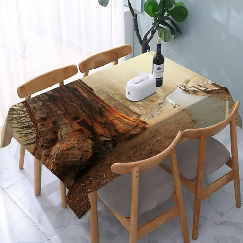 YOIUE Tischdecke Abwaschbar Rechteckig,137x183cm,Polyester Tischtuch Tafeldecke Ornamente Schmutzabweisend Pflegeleicht,Mammutbaum