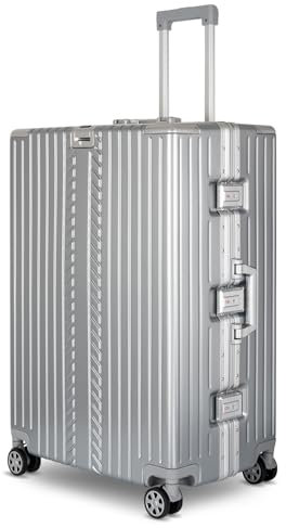 WINLIFE Größe XL Reisekoffer Alu-Rahmen mit ABS & TSA Nummern-Schloss 75cm Hartschalenkoffer | große Koffer Farbe-Silber