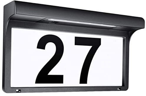 DIYEAH Lampe Solaire Pour NuméRo De Maison ExtéRieur Avec ÉClairage Led Plaque NuméRique Murale 22.5X17.5X5Cm LumièRe Automatique Pour Adresse Visible Jour Et Nuit RéSistante Aux IntempéRies