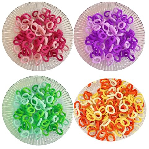 LilaLemon 400 Pcs Baby Toddler Hair Bands,Cotton Bobbles for Girls, High Elasticity, Candy Colors, 2.5 CM Diameter