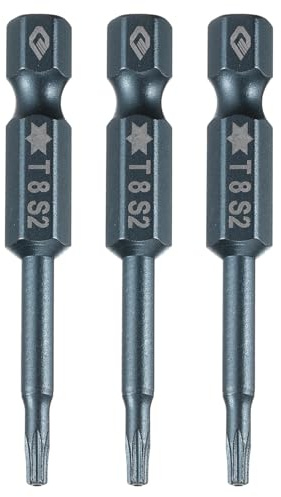 MACHSWON 3pcs T8 Torx Cacciavite Bit 1/4 Hex Shank 2 Lungo S2 Acciaio Magnetico 6 Point Punte Cacciavite Grado Industriale Tamper Proof Star Drill Bit con Foro Torx Testa