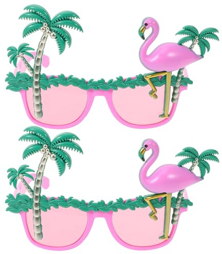 Garneck 2Er-Pack Hawaii Partybrillen Mit Flamingo Und Kokosnussbaum Design – Leichte Tropenbrillen FüR Strandpartys Poolpartys Und Outdoor SommeraktivitäTen