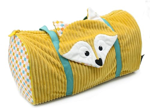 Les Déglingos - Sac Week-End Polochon Voyage - Cyranos le renard -Voyages,Bébé et Puériculture - Ideal Vacances pour fille et garçon - 48 CM - Moutarde