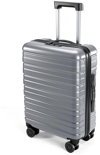 Lekebobor Handgepäck Koffer 55x40x20cm-Leicht Handgepäck Trolley mit TSA Schloss und 4 Silent Spinner Rädern, Hartschalenkoffer Klein für Ryanair, Lufthansa, Eurowings, 40L, Grau