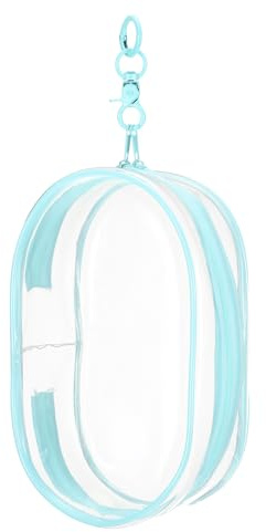 QUARKZMAN Bolsa Expositora para Muñecas con Llavero 7.5 X 11 X 18.5 Cm PVC Oval Portátil Estuche De Transporte Bolsa De Almacenamiento Charm para Mostrar Cajas Muñecos Azul Cielo