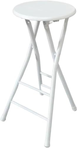 DZYHFCO Sgabello alto pieghevole da bar con poggiapiedi, per casa, campeggio, negozio, sedia alta portatile con schienale scoperto, per adulti, rotondo, cucina (naturale, 80 cm)