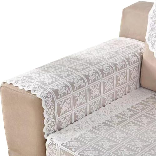 GORGECRAFT 2Pcs 80x80cm White Lace Armrest Chair Covers Couch Arm Covers Comfortable Non-Slip Lace Furniture Protector Washable Armchair Recliner Headrest Slipcovers for Sofa Chair Protectors