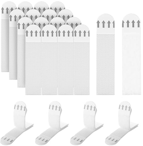 Peygre 56 Unidades Tiras Adhesivas para Cuadros, sin Daños, 7x1,6 cm | 28 Pares, Ganchos Adhesivos para Marcos, Fotos y Pósteres, Colgadores de Pared sin Daños, 7x1,6 cm