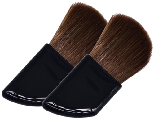 Genérico Brochas de Maquillaje para Mujer 2 Pcs, Pincel de Rubor Inclinado Mango de Resina de Cuerno, Pelo de Caballo Natural, Mini Brochas para Viaje y Aplicación de Sombras