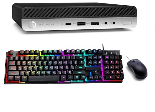 HP ProDesk 600 G5 Mini PC Desktop, Intel Pentium G5420T, 8 GB RAM, SSD 256 GB, Bluetooth, tastiera QWERTY, mouse, USB WiFi, Windows 11 Pro (ricondizionato)