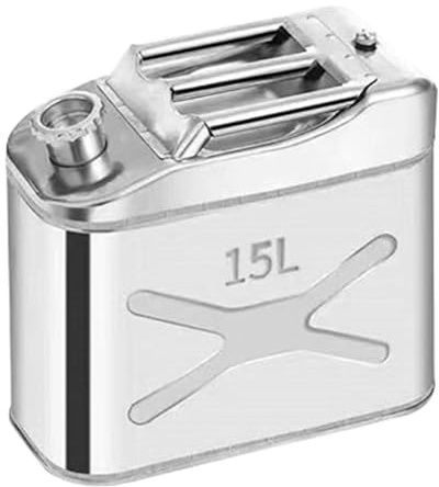 Contenedor de gasolina de acero inoxidable para camping - Tanque de almacenamiento de aceite de metal de 4 galones - Bidón de almacenamiento de gasolina portátil, resistente y duradero para acampar