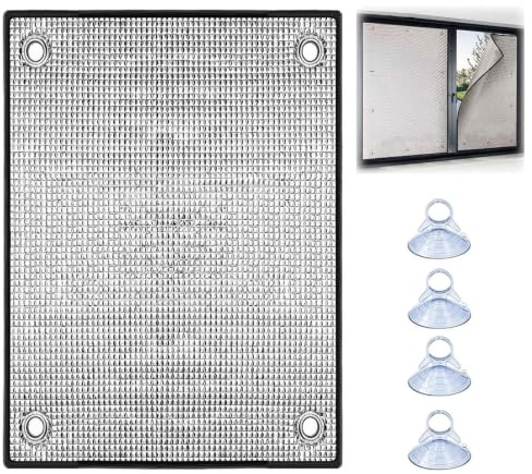 Sonnenschutzfolie Fenster Mit Saugnapf, 8.0mm Aluminiumbeschichtete Isolier | Fensterfolie, Für Hitzeschutz & Privatsphäre(45x110cm)