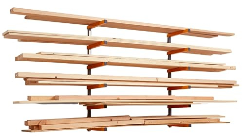 Bora Holz-Organizer und Holzlagerungs-Metallregal mit 6-stufiger Wandhalterung – Innen und Außen, orange | PBR-001