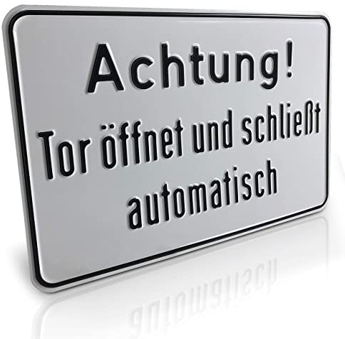 SafetyMarking Hinweisschild Achtung! Tor öffnet und schließt automatisch - BxH: 30,0 x 20,0 cm - Material: Aluminium - Befestigungsart: Zum Verschrauben