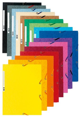 Exacompta 50 Chemises à Élastiques 3 Rabats Carte Lustrée 400g/m² Assorties