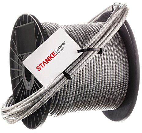 Seilwerk STANKE Edelstahl Drahtseil für Sonnensegel PVC Edelstahlseil 3,5mm 7x7 INOX Drahtseil ummantelt, 50m