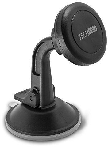 TechMatte Car Phone Mount Magnetic-Dashboard Mounted Car Phone Holder-Universal Smartphone Compatibility with Strong Magnetic Technology (Black), Portable Electronic Device Mount