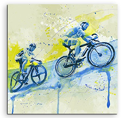Paul Sinus Art Radsport V 60x60cm SPORTBILDER Splash Art Wandbild Aquarell Art