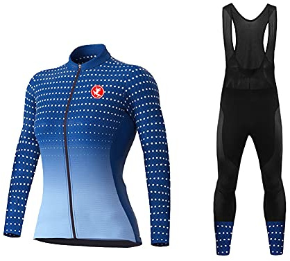 UGLY FROG Fahrradhose Lang Winter Fleece Radhose Lang Pro Set + Thermo Fahrradtrikot Langarm 3D Coolmax gepolstert Gurt Reflektoren Zip