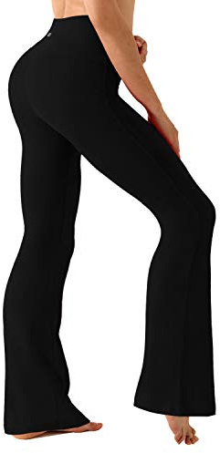 BUBBLELIME 29/31/33/35/37 3 Styles Women's High Waist Bootcut Yoga Pants Basic/Side Pockets Tummy Control Workout Flared - Basic Nylon_Black L-33 Inseam