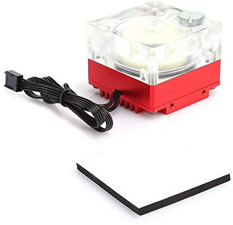Bomba de Enfriamiento de Agua 500L/H para PC, Bomba de CPU Refrigeración Líquida Accesorio de Computadora de Aluminio Acrílico, Silenciador de Disipador de Calor para Control PWM 9.6W G1/4(rojo)