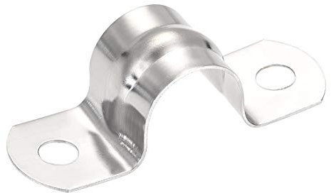 sourcing map 45Stk. starres Rohrband 2 Löcher Rohrbänder 201 rostfreier Stahl Spannrohrklemme Clip 15mm(0,6)