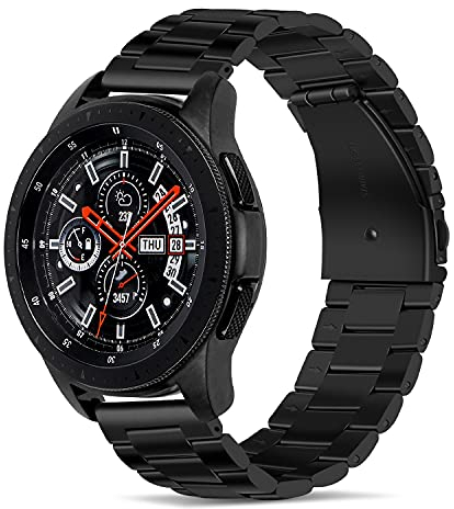 Tasikar Armbänder Kompatibel mit Samsung Galaxy Watch 46mm/Watch3 45mm Band, 22mm Premium-Edelstahl-Metall-Ersatzband Kompatibel mit Gear S3/Gear2 (Schwarz)