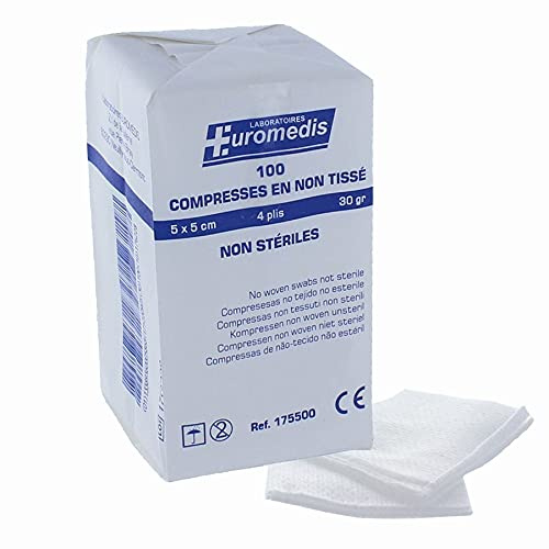 euromedis Vlieskompressen, unsteril, 5 x 5 cm, 30 g, 100 Stück