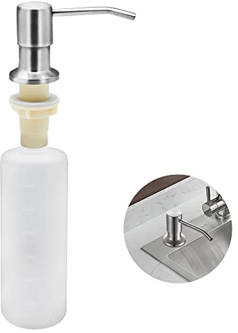 Dispenser di sapone per lavello da cucina, dispenser di detersivo da cucina in acciaio inossidabile da 350 ml, dispenser di sapone ricaricabile con pompa rotante a 360° (Acciaio inossidabile)