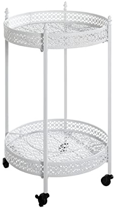 HAKU Servierwagen weiß, Metall - Maße: H 74 cm x Ø 45 cm, Style: Coastal Furniture