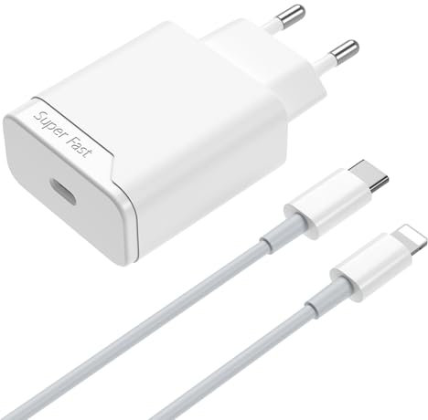 Chargeur Rapide Compatible avec iPhone 11 12 13 14 Pro Max/Plus/Mini SE, X, XS, XR, 8, 7, 20W USB C Adaptateur Secteur avec Cable de 1,5 m