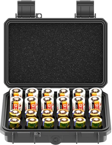 24 Slots CR2 CR123 CR123A Litiumbatteri Organisationsfodral IP67 Vattentätt Hårt Fodral för CR17345/CR16340/CR18350/CR15270 Explosionssäker Camping Battery Case