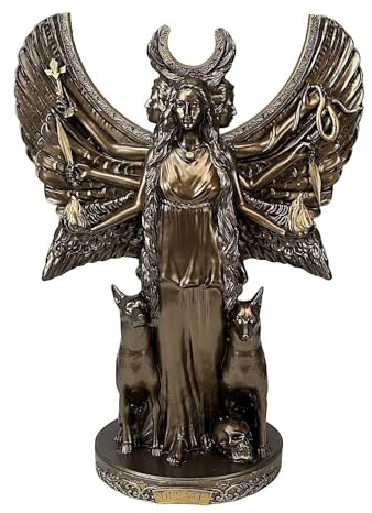 Hecate Hekate Dreifache Göttin der Magie, Nacht, Mond, griechische Skulptur, Statue, Bronze-Effekt