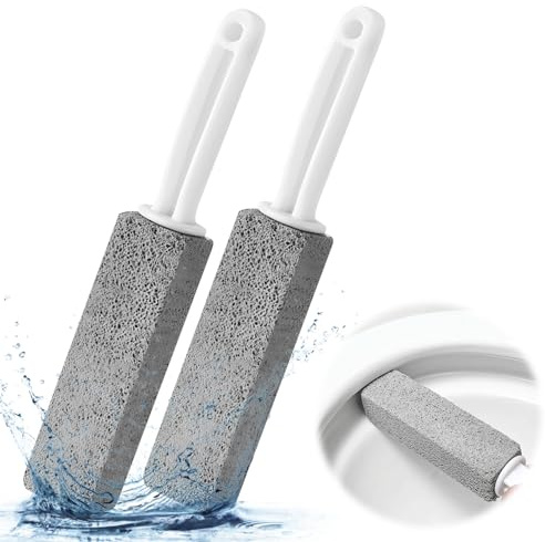 WHENZOO 2 Pcs Cleaning Pumice Stone Set, Natural Pumice Stick, Toilet Pumice Cleaning Stick, Effective Physical Cleaning, Toilet Bowl Ring Cleaner Pumice Stone for Kitchen Bathroom Sink Swimming Pool