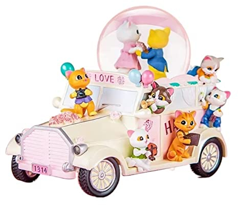ASHSDI Spieluhr Musikbox, Hochzeitsauto-Spieluhr Mit Kristallkugel-Spieluhr Oldtimer-Spieluhr Für Hochzeitsgeburtstag Musikspieluhr Spieldose
