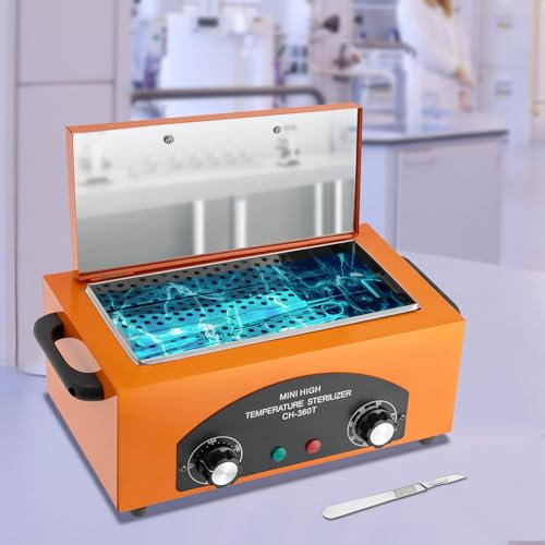 300W Nagelwerkzeug-Sterilisator mit Timer Heißluft-Sterilisator, Trockenhitze-Sterilisator für Wohnräume, Friseure, Zahnkliniken, Werkzeugwerkstätten (Orange)