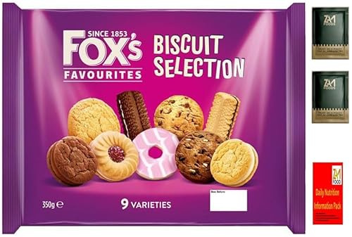 Fox's Biscuits Favourite Selection Cookies 350g, 9 Varities Assortment of Chocolate biscuits, Perfect loving gift on mothers day & fathers day, Christmas by zamfoods nutrition info book (2)