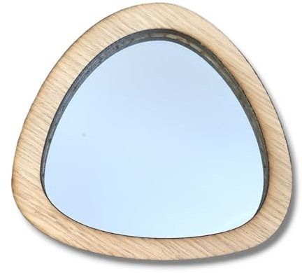 Servewell Pebble Shaped Wooden Framed Wall Mirror (Oak, 25cm x 23.8cm)