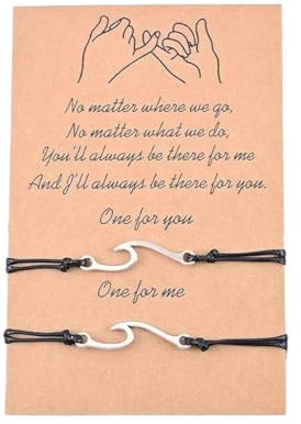 Freundschaftsarmbänder Surfer Style Wellen - Pärchen Armbandänder - Freundschaftsarmbänder Set 2 Stück - Geschenk für Freunde, Pärchengeschenk - Geschenkidee Armband - Sommerurlaub Pinky Promise