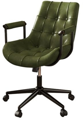 YCKEGEW Chefsessel Leder Heimbüro-Schreibtischstuhl Verstellbare Arbeitsstühle Mit Armlehne Und Rädern, 360° Drehbarer Computerstuhl Neigbare Funktion(Groen)