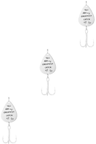 KOMBIUDA Angelkoeder Personalisiert 3 STK Haken Holen Gravierter Angelhaken Für Papa Ausstecher Rentier Angelköder Angelhaken Für Den Vatertag Gravierter Fischköder Rostfreier Stahl Silver
