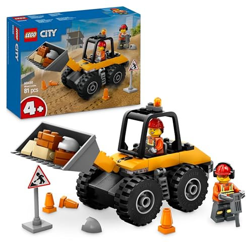 LEGO City Pala Gommata Gialla - Escavatore Giocattolo da Costruire, Veicolo da Cantiere con 2 Minifigure, Giochi Educativi per Bambini e Bambine da 4 Anni, Idee Regalo Prescolari Montessori - 60450