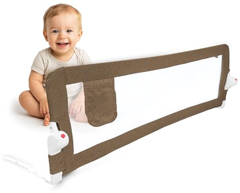 NooMii Rausfallschutz – faltbares Bettgitter 150×35×48,5 cm, Bettumrandung für Babybett, Kinderbett & Boxspringbett; Bettschutzgitter, Sicherheitsnetz; Sicherheit & Komfort für Babys & Kleinkinder