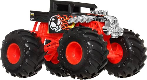 Hot Wheels Monster Trucks Bone Shaker Gigante a Escala 1:24 | Incluye camión de juguete die-cast con ruedas gigantes y diseños geniales, para aplastar y chocar, JDR04