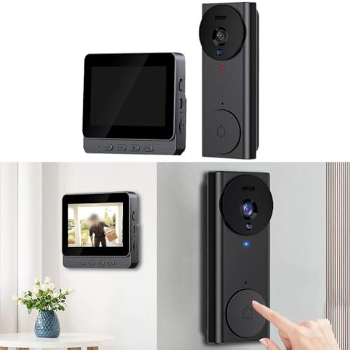 Oceanlend Videocitofono senza fili con schermo da 4,3 pollici, citofono grandangolare a 2 vie, monitor di sicurezza per telefono, con snapshot automatico e registrazione video